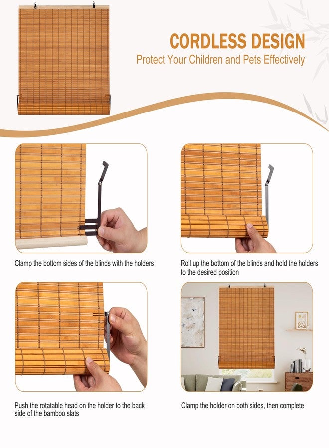 ALIMOO Cordless Bamboo Blinds Roll Up Shades Light Filtering Cordless Roller Window Blinds for Interior Home Patio Porch 30" W x 72" L - Image 3